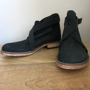 New - Free People - Suede Ankle Buckle Flat Boots